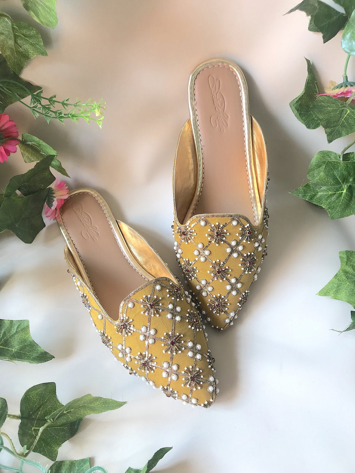 Yellow Nakshi Mules