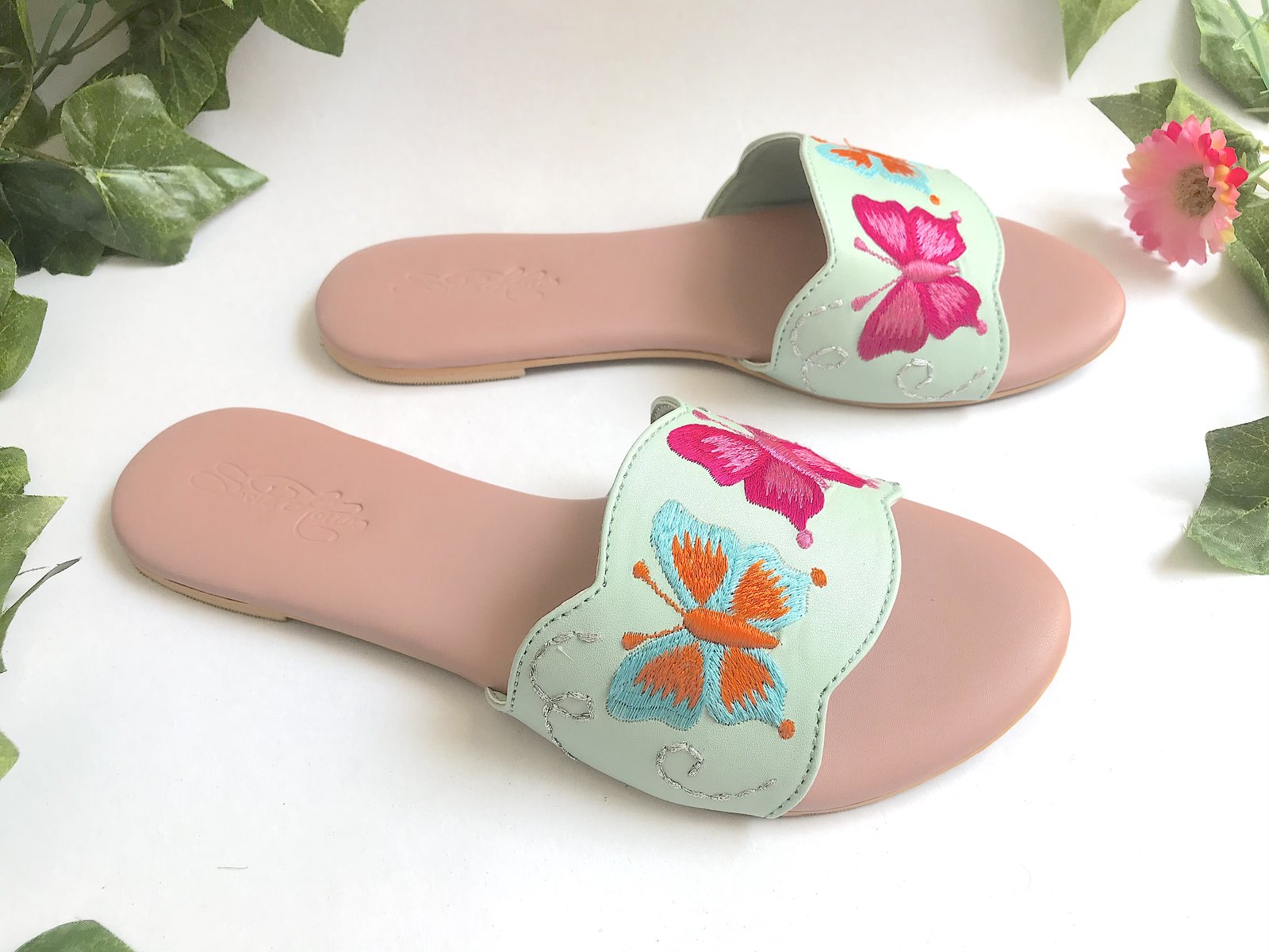 Sea Green Butterfly Swirls Flats