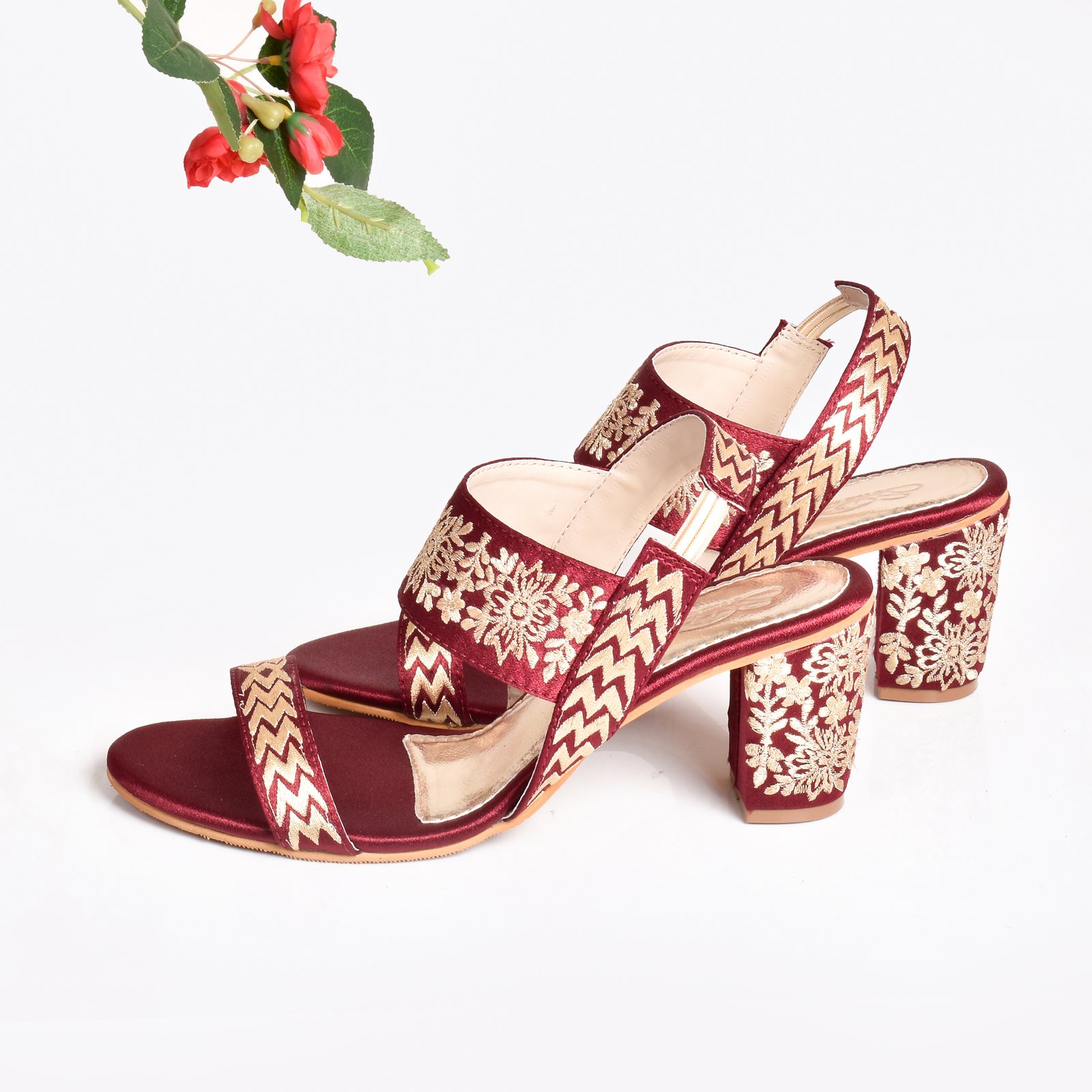 Deep Maroon & Gold Zari
