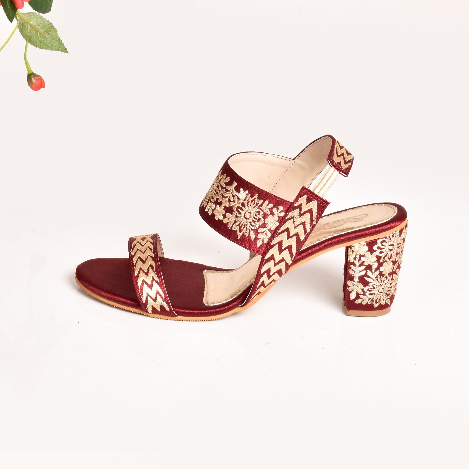Deep Maroon & Gold Zari